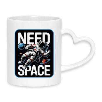 Need Space Astronaut Illustration - Tasse mit Herzhenkel - Weiß - Rechts