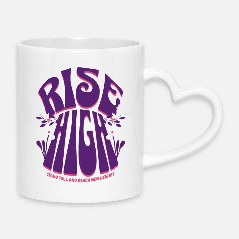 Elevate Yourself: Purple Flowers - Mug with Heart-Shaped Handle - white