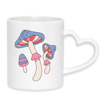 Retro Psychedelic Mushroom Vintage Design - Tasse mit Herzhenkel - Weiß - Rechts