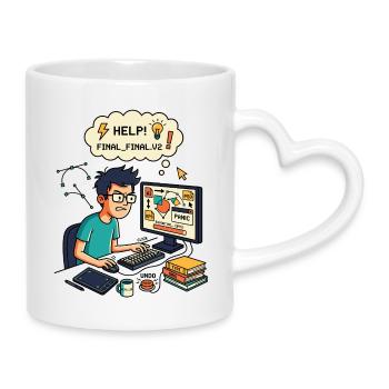 Graphic Designer Chaos Export Panic - Tasse mit Herzhenkel - Weiß - Rechts