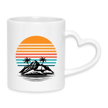 Soleil rétro palmier horizon - Mug avec anse en forme de cœur - blanc - Droite