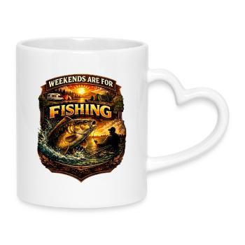 Weekends Are For Fishing – Carp Angler Design - Mug with Heart-Shaped Handle - white - Right