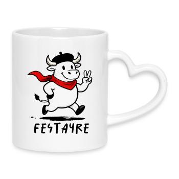 Festayre, Stier der Férias - Tasse mit Herzhenkel - Weiß - Rechts