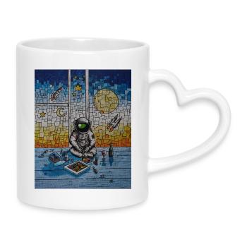 Astronaut Artist - Tasse mit Herzhenkel - Weiß - Rechts