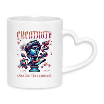 Creativity in colorful sculpture art - Mug with Heart-Shaped Handle - white - Right