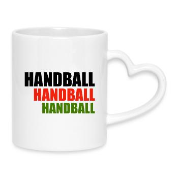 Trio de handball en lettres rouge-vert - Mug avec anse en forme de cœur - blanc - Droite