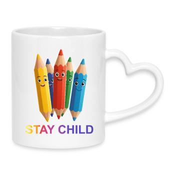 Colorful crayons with facial expressions - Mug with Heart-Shaped Handle - white - Right
