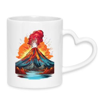 Vulkanausbruch mit Lavafluss - Tasse mit Herzhenkel - Weiß - Rechts