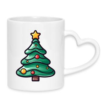 Illustration d’arbre de Noël festif - Mug avec anse en forme de cœur - blanc - Droite