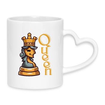 Schachkönigin - Tasse mit Herzhenkel - Weiß - Rechts