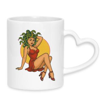 Medusa-inspiriertes Retro-Kunstdesign - Tasse mit Herzhenkel - Weiß - Rechts