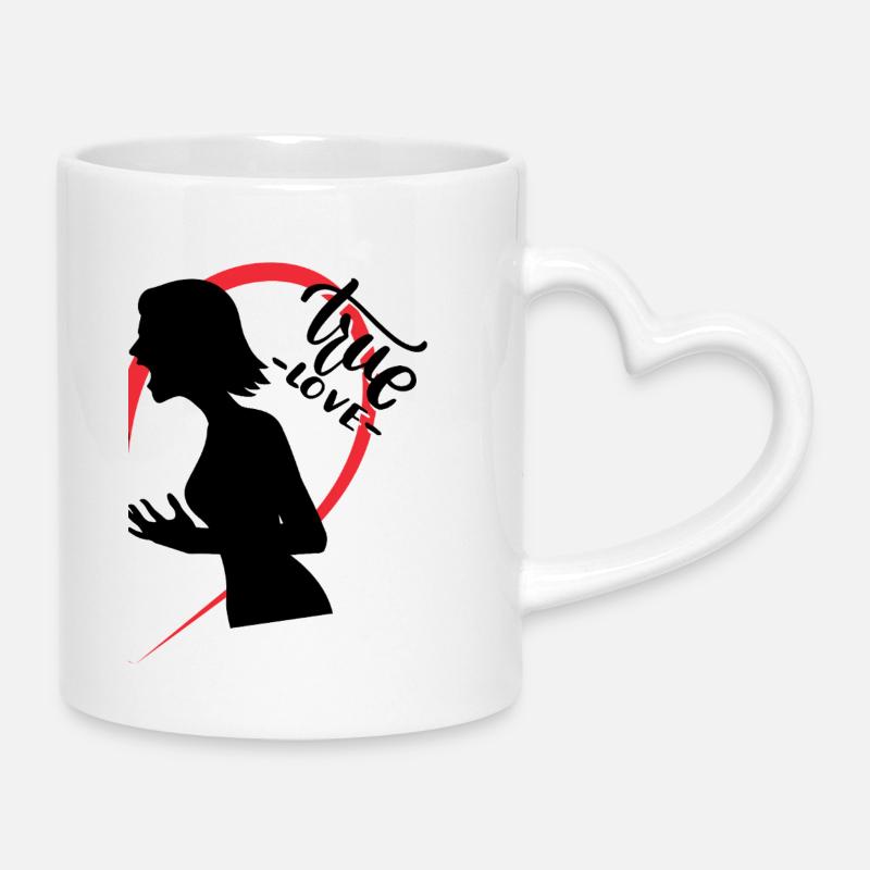 Femme hurlante moitié droite - Mug avec anse en forme de cœur - blanc