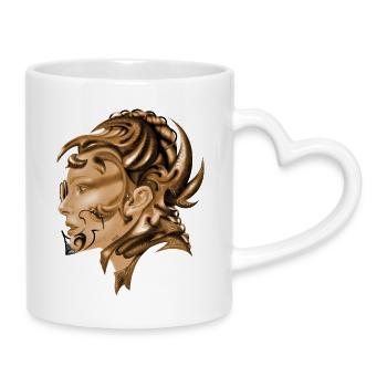 Fille fantasmée cyborg futuriste - Mug avec anse en forme de cœur - blanc - Droite