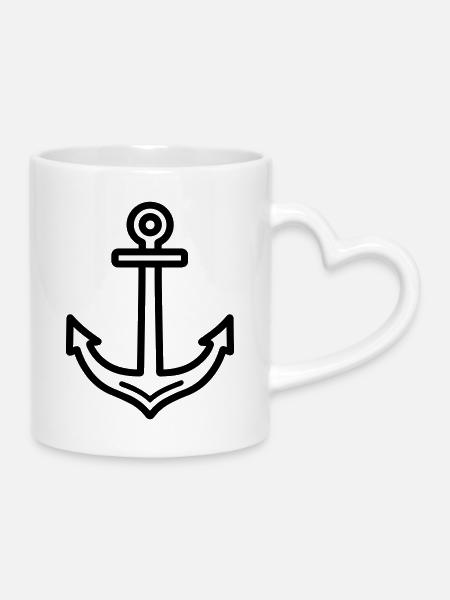 Anker - Tasse mit Herzhenkel - Weiß