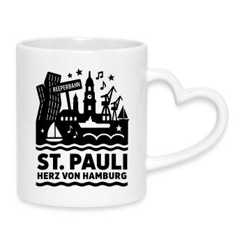 Hamburg St Pauli - Mug with Heart-Shaped Handle - white - Right