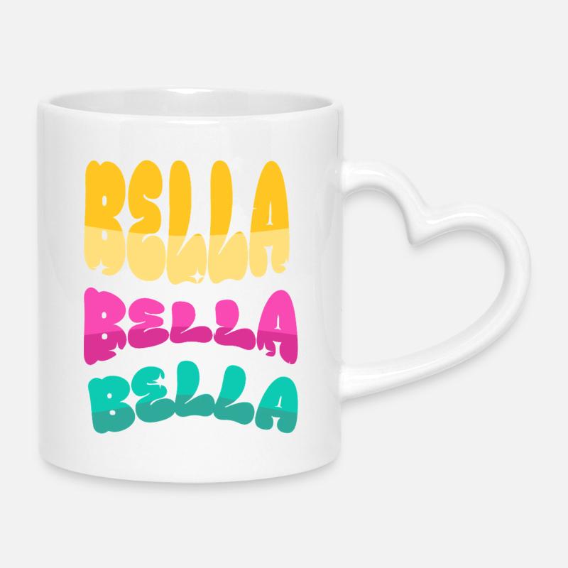 Police tricolore Bella Bella - Mug avec anse en forme de cœur - blanc
