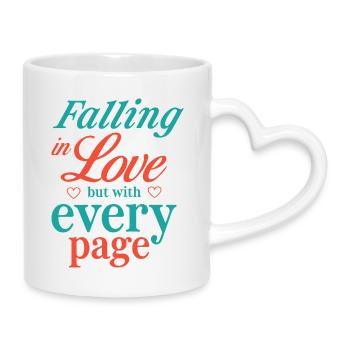 Tomber amoureux, mais à chaque page - Mug avec anse en forme de cœur - blanc - Droite
