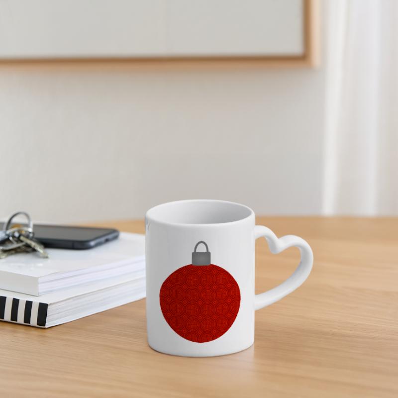 Rotes Rundmuster Weihnachtskugel Tasse mit Herzhenkel