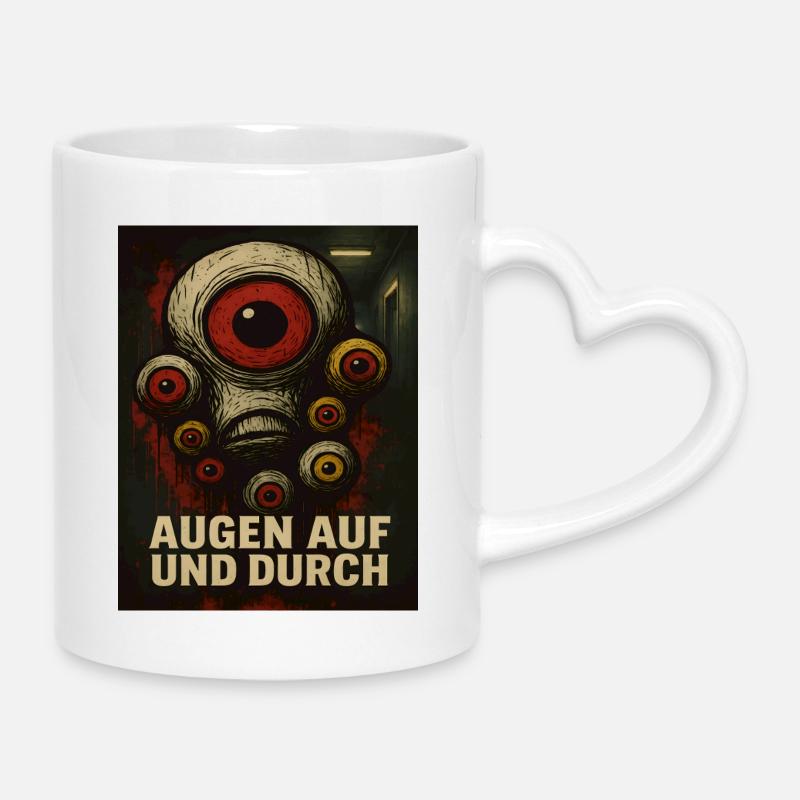 Eyes on and through monsters - Mug with Heart-Shaped Handle - white