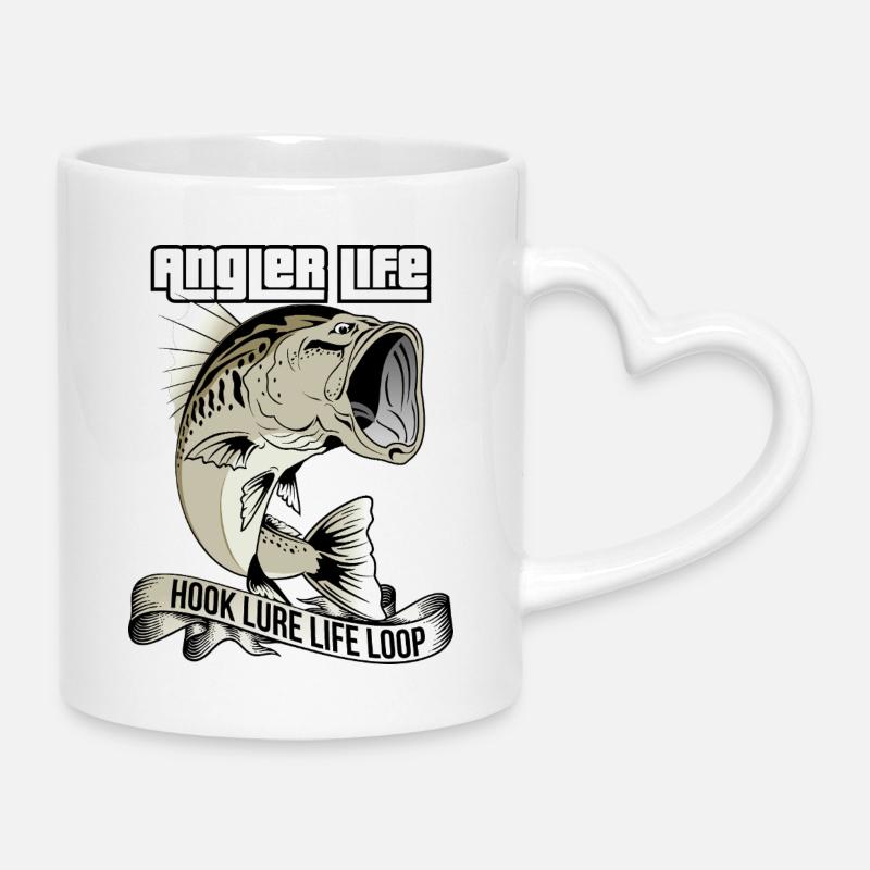 Angler Life | Hook Lure Life Loop - Mug with Heart-Shaped Handle - white