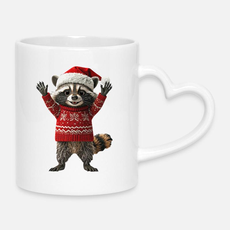 Raton laveur - Mug avec anse en forme de cœur - blanc