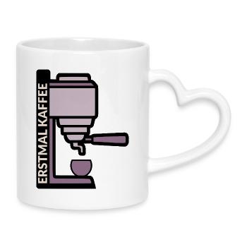 Espresso Kaffeemaschine Kaffee - Tasse mit Herzhenkel - Weiß - Rechts