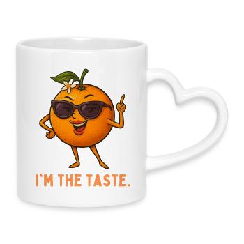 Orange, fruit de dessin animé portant des lunettes de soleil - Mug avec anse en forme de cœur - blanc - Droite