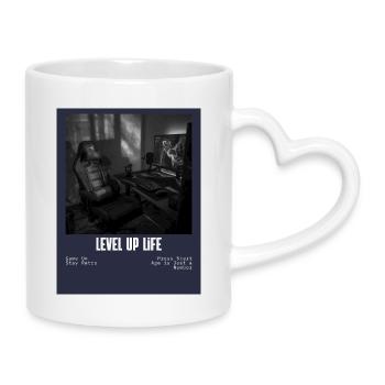 LevelUp Retro Gamer Tee - Tasse mit Herzhenkel - Weiß - Rechts