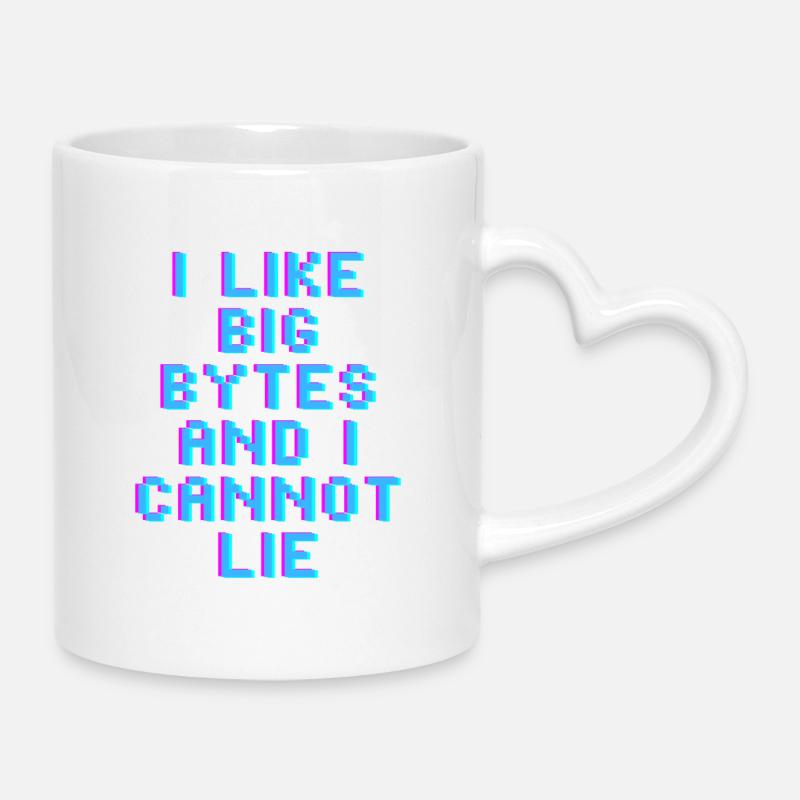 J’aime les gros octets - Mug avec anse en forme de cœur - blanc