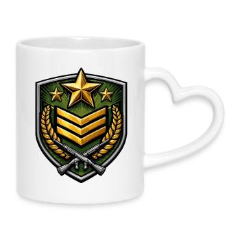 Wappen Schild mit Gewehren - Tasse mit Herzhenkel - Weiß - Rechts