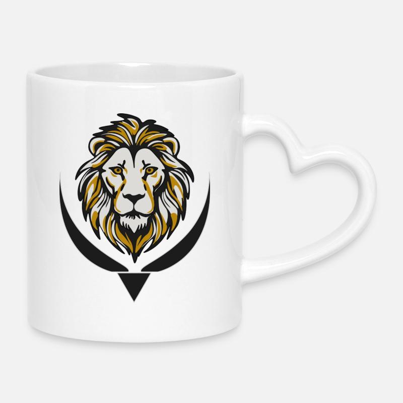 Löwenkopf Banner-Design - Tasse mit Herzhenkel - Weiß