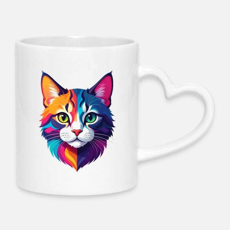 Cat - Mug with Heart-Shaped Handle - white