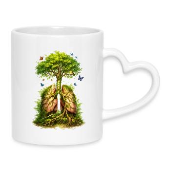 L’arbre pousse à partir de poumons verts - Mug avec anse en forme de cœur - blanc - Droite