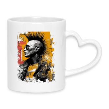Punk mit Irokesenfrisur - Tasse mit Herzhenkel - Weiß - Rechts