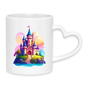 Colorful castle - Mug with Heart-Shaped Handle - white - Right