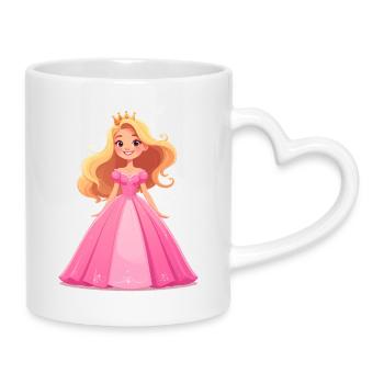Princesse en robe rose - Mug avec anse en forme de cœur - blanc - Droite