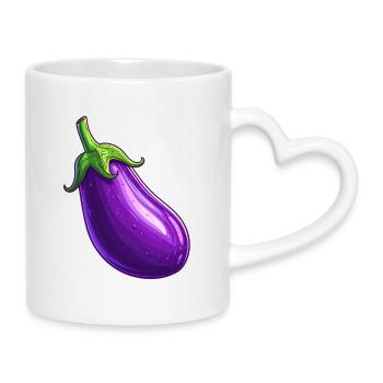 aubergine - Mug avec anse en forme de cœur - blanc - Droite
