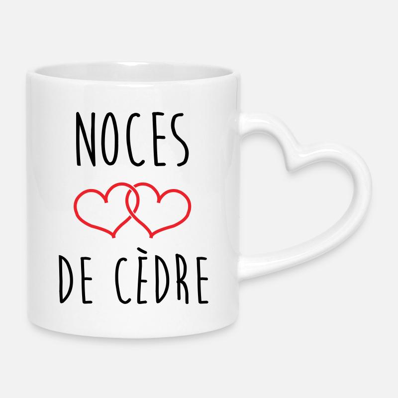 Noces de cèdre – 49 ans de mariage - Mug avec anse en forme de cœur - blanc