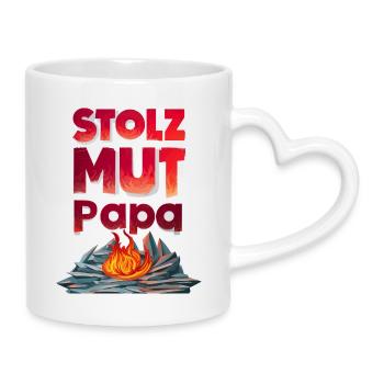 Idée cadeau pour les pompiers Papa Pride Courage Strength - Mug avec anse en forme de cœur - blanc - Droite