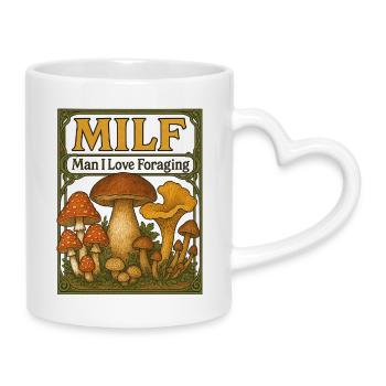 Panel vintage de cueillette de champignons - Mug avec anse en forme de cœur - blanc - Droite