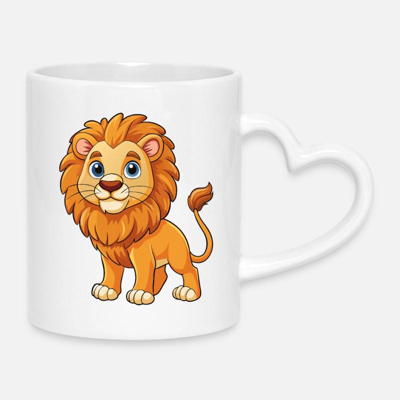 Süßer Löwe - Tasse mit Herzhenkel - Weiß