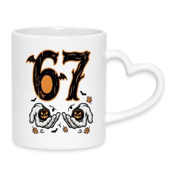 67 Halloween Hands Crest - Mug with Heart-Shaped Handle - white - Right