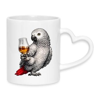 Graupapagei Whisky - Tasse mit Herzhenkel - Weiß - Rechts