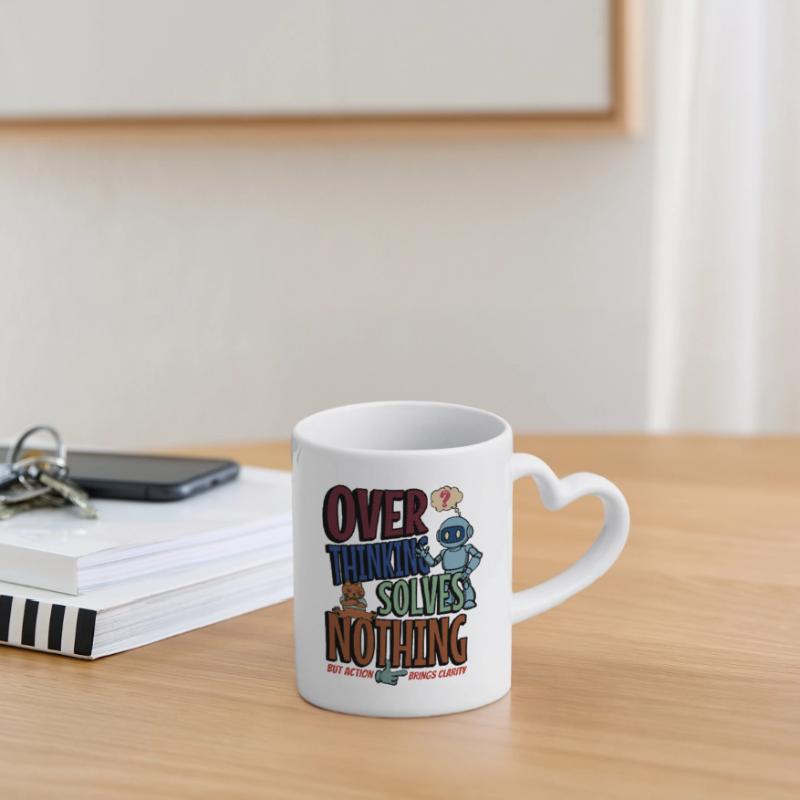 Over Thinking Solves Nothing Tasse mit Herzhenkel