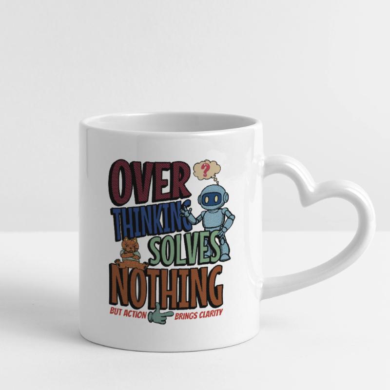 Over Thinking Solves Nothing Tasse mit Herzhenkel