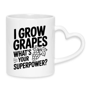 Je cultive des raisins. Quel est ton super-pouvoir ? - Mug avec anse en forme de cœur - blanc - Droite