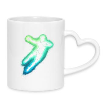 Neon Handball Jump Silhouette - Mug with Heart-Shaped Handle - white - Right