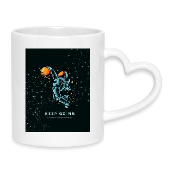 Bleu_SpaceModernSimpleT-ShirtNeverGiveUpMotivation - Mug avec anse en forme de cœur - blanc - Droite