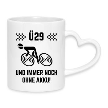 Ü29 Und Immer Noch Ohne Akku! (Fahrrad Rennrad B) - Tasse mit Herzhenkel - Weiß - Rechts