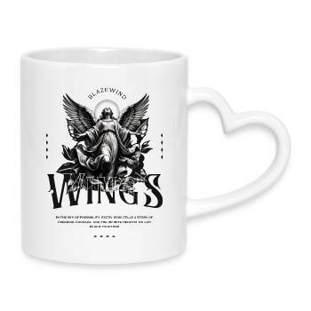 Black Angel Wings Gothic - Mug with Heart-Shaped Handle - white - Right